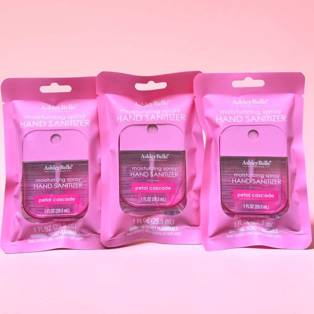 Ashley Belle Pink Petal Cascade Hand Sanitizer Trio Set.